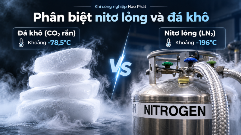 Nitơ lỏng và đá khô khác nhau thế nào?
